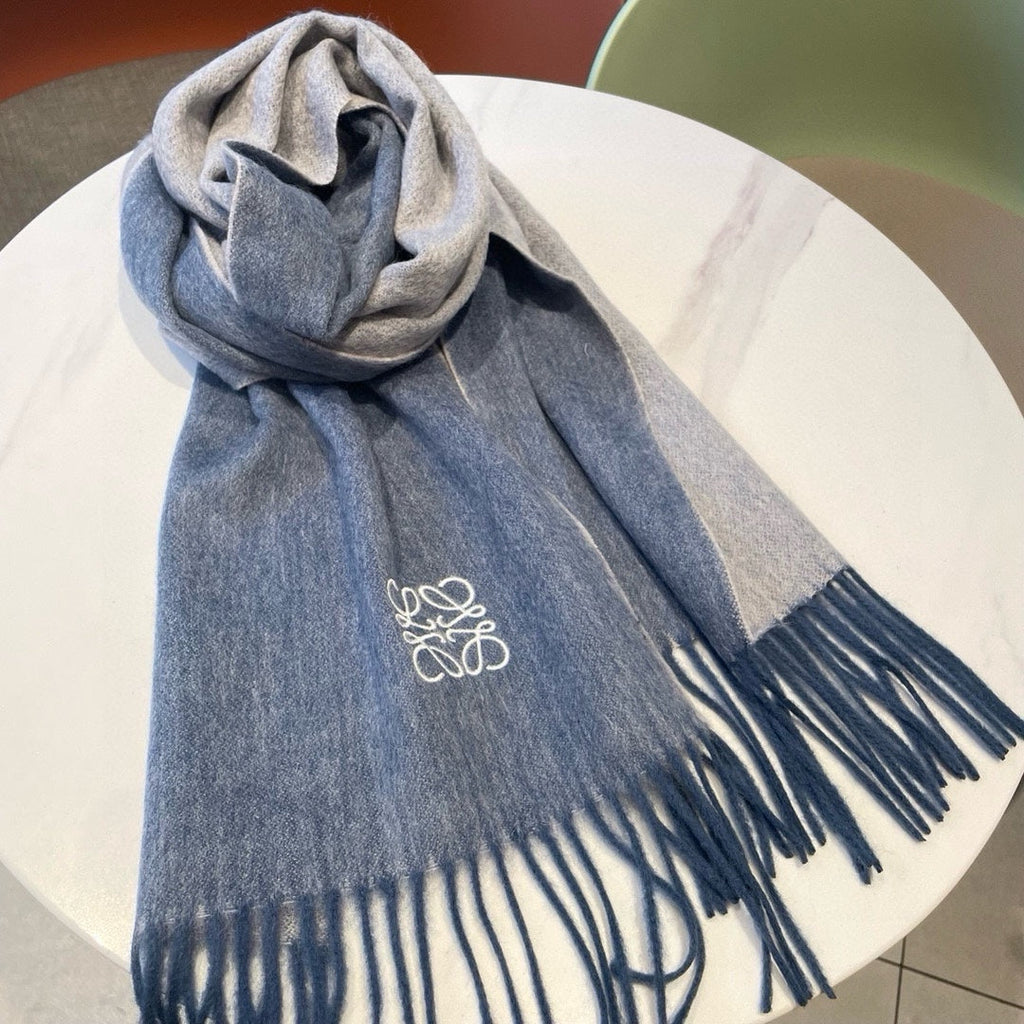 LOEWE SCARF 180 CM IN LIGHT BLUE CASHMERE AND WOOL 403758