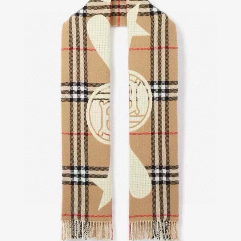 BURBERRY SCARF 205 CM IN CAMEL BEIGE MIX WHITE WOOL AND CASHMERE 408559
