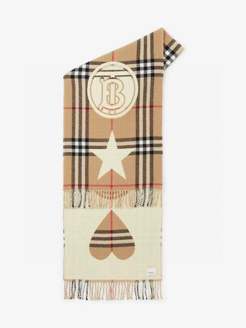 BURBERRY SCARF 205 CM IN CAMEL BEIGE MIX WHITE WOOL AND CASHMERE 408559