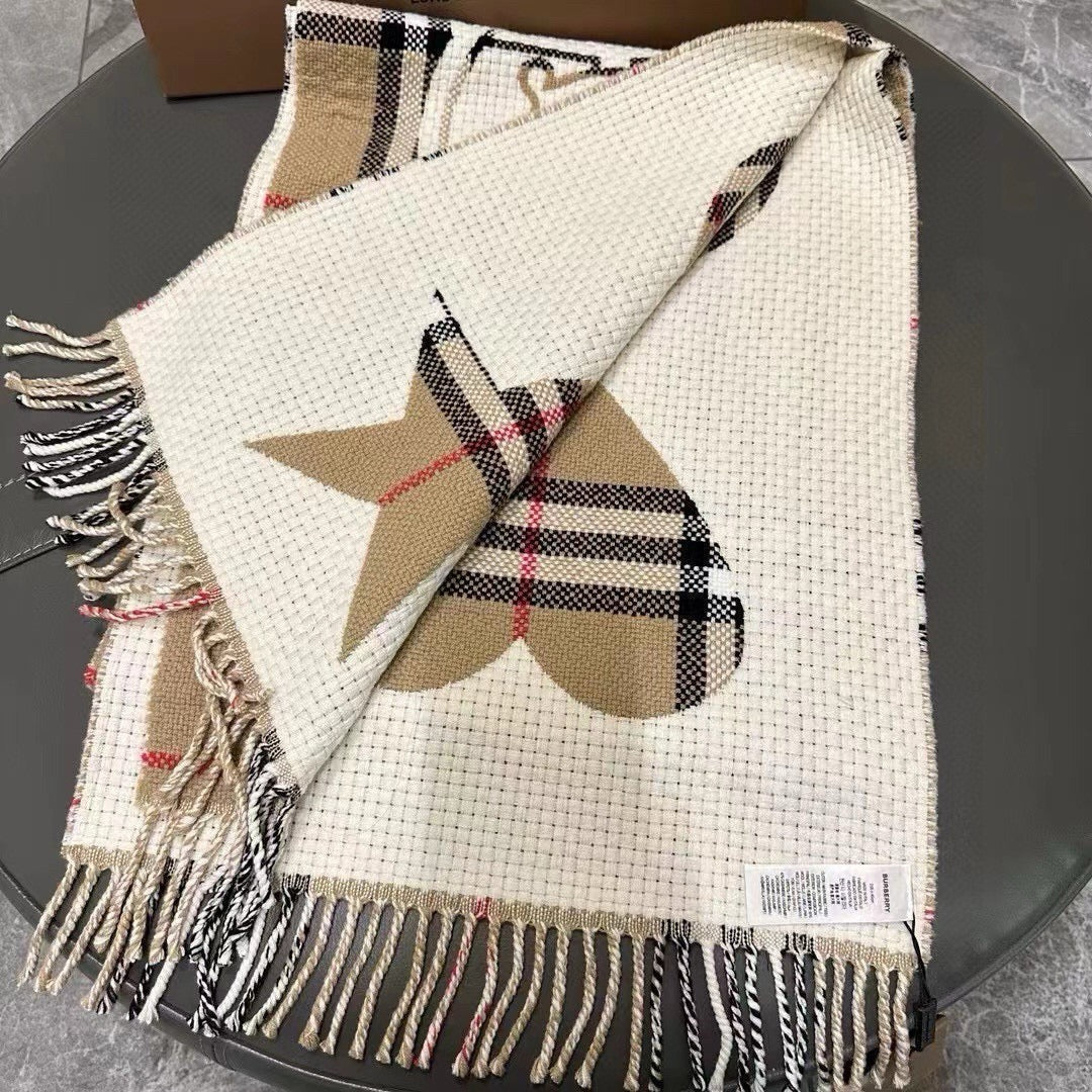 BURBERRY SCARF 205 CM IN CAMEL BEIGE MIX WHITE WOOL AND CASHMERE 408559