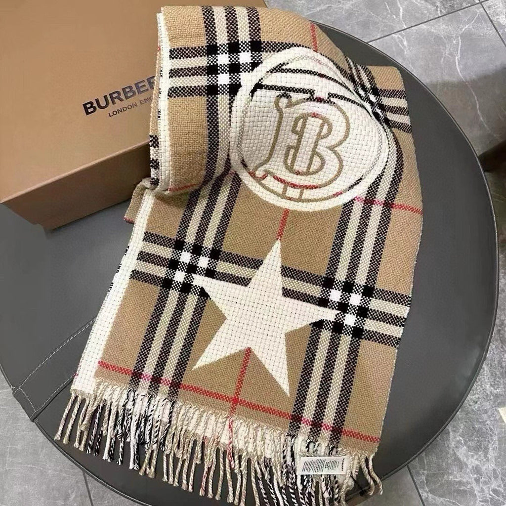 BURBERRY SCARF 205 CM IN CAMEL BEIGE MIX WHITE WOOL AND CASHMERE 408559