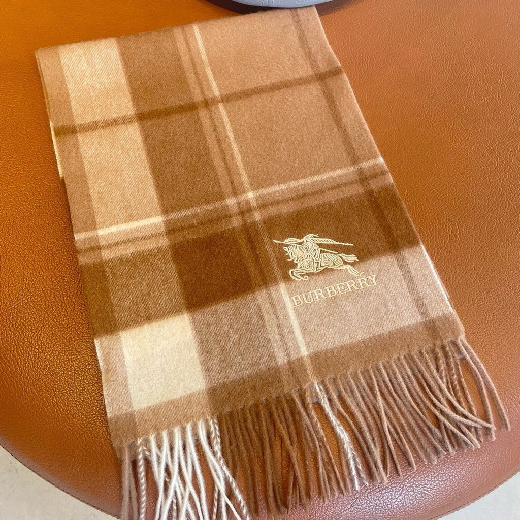 BURBERRY SCARF 180 CM IN BRONZE BROWN MIX BLACK WOOL 408568