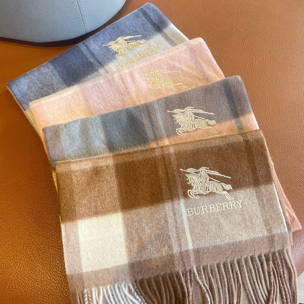 BURBERRY SCARF 180 CM IN BRONZE BROWN MIX BLACK WOOL 408568