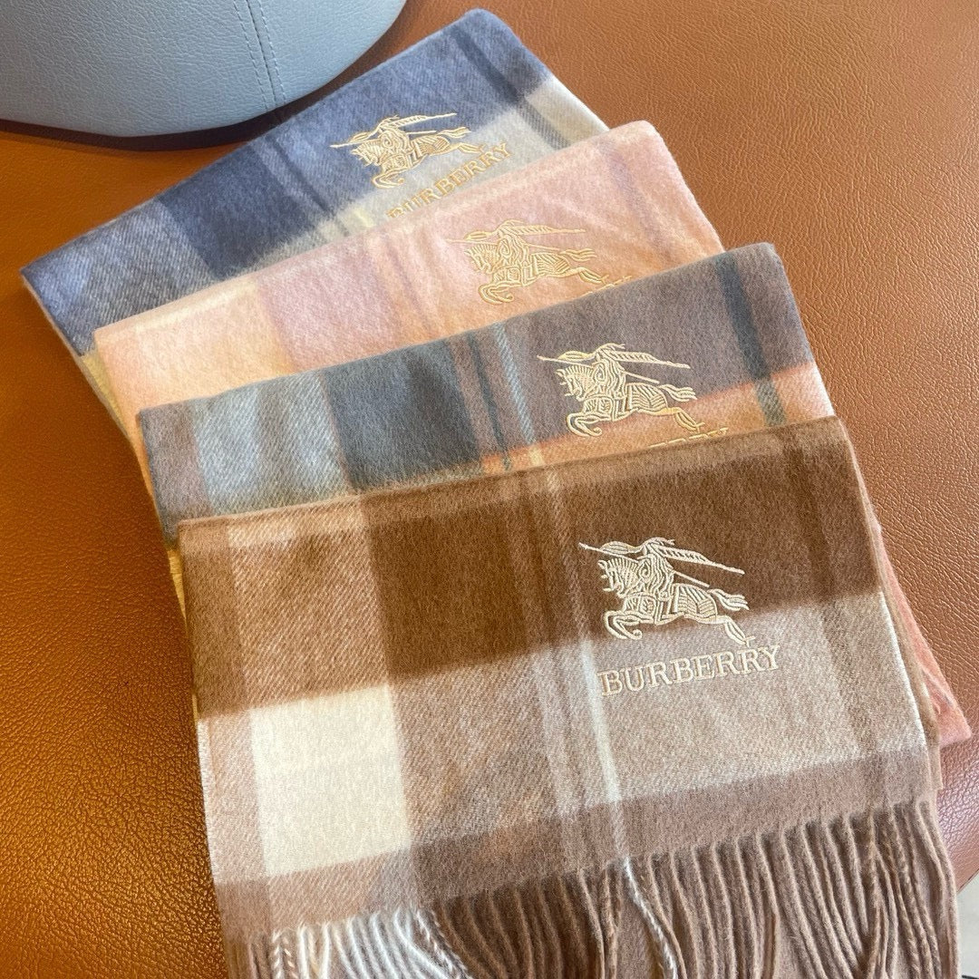 BURBERRY SCARF 180 CM IN BRONZE BROWN MIX BLACK WOOL 408568