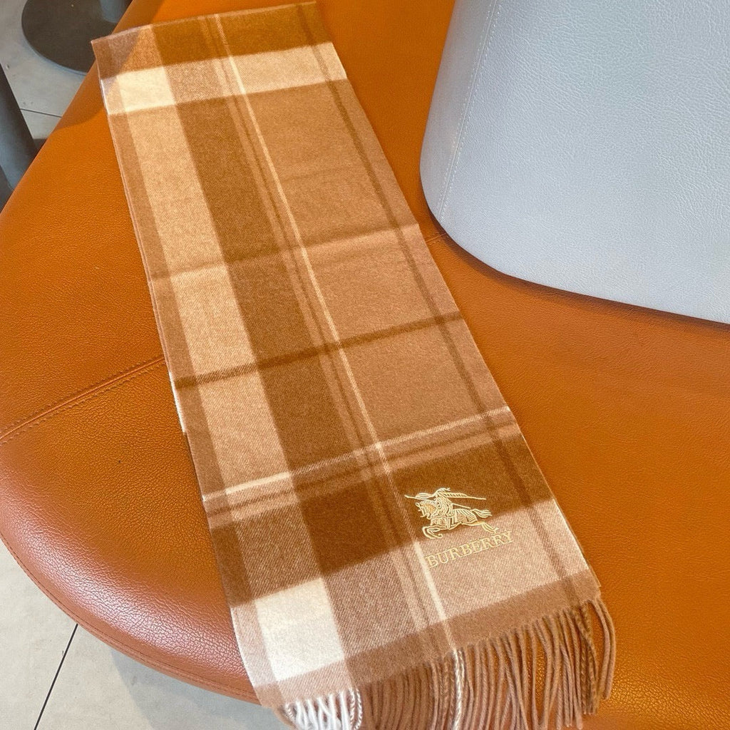 BURBERRY SCARF 180 CM IN BRONZE BROWN MIX BLACK WOOL 408568