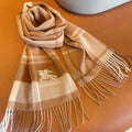 BURBERRY SCARF 180 CM IN BRONZE BROWN MIX BLACK WOOL 408568