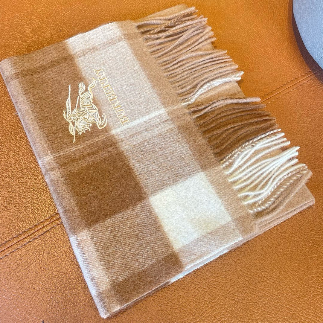 BURBERRY SCARF 180 CM IN BRONZE BROWN MIX BLACK WOOL 408568