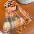 BURBERRY SCARF 180 CM IN CORAL ORANGE MIX BLACK WOOL 408569
