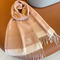 LOEWE SCARF 180 CM IN PEACH PINK MIX WHITE CASHMERE 410054