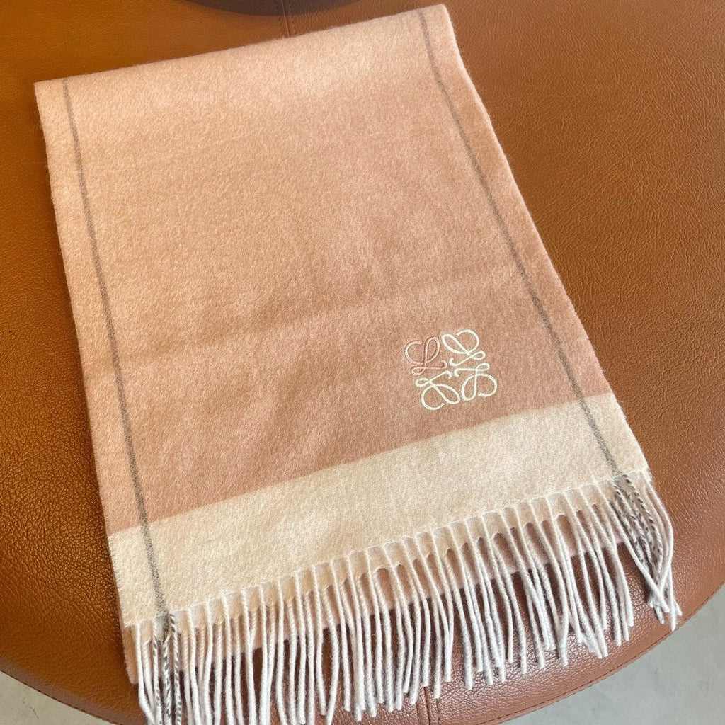 LOEWE SCARF 180 CM IN PEACH PINK MIX WHITE CASHMERE 410054