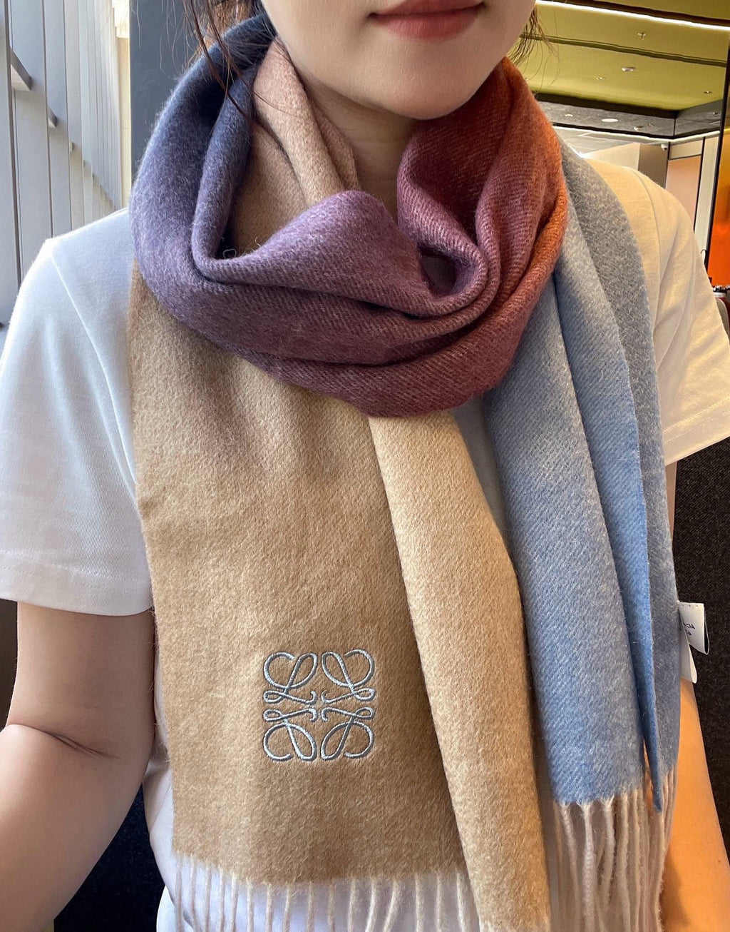 LOEWE SCARF 180 CM IN COLORFUL CASHMERE AND WOOL 411658