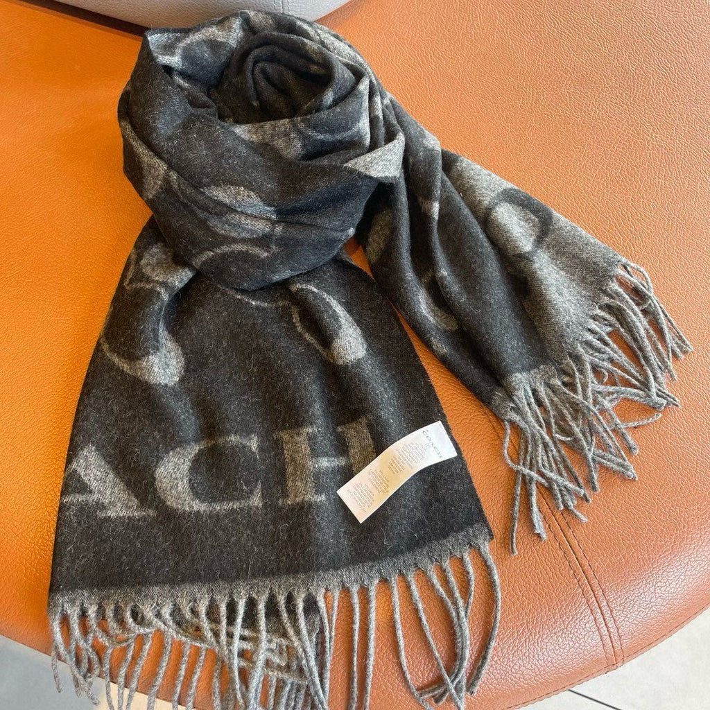 COACH CLASSIC MONOGRAM LOGO WOOL SCARF 195 CM BLACK 413627