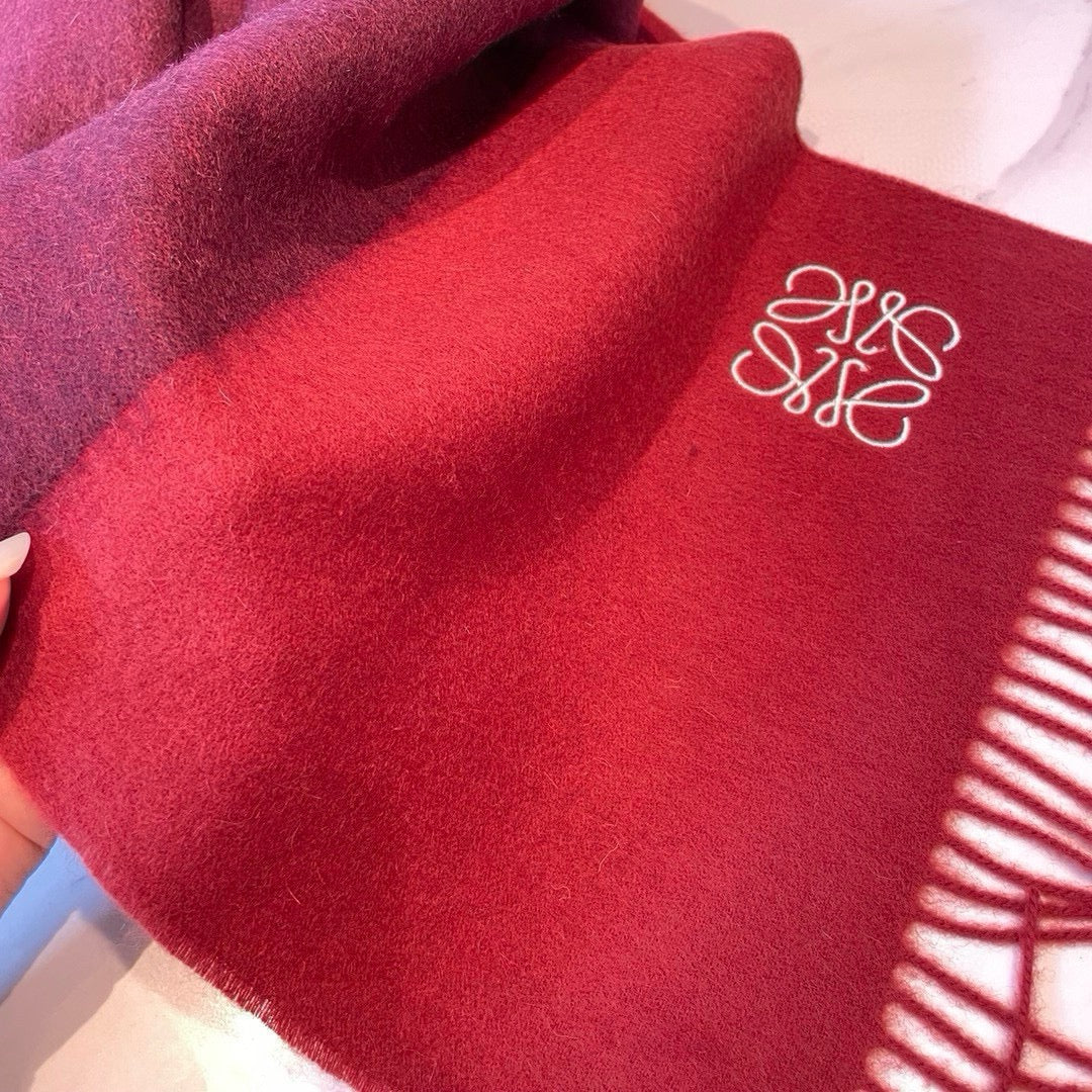 LOEWE SCARF 180 CM IN CHERRY RED MIX JAM RED WOOL AND CASHMERE  415203