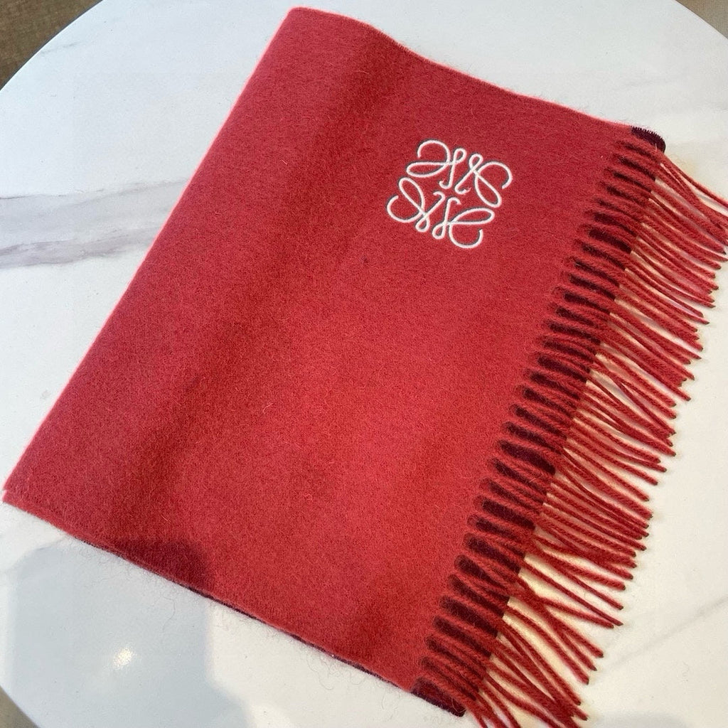 LOEWE SCARF 180 CM IN CHERRY RED MIX JAM RED WOOL AND CASHMERE  415203