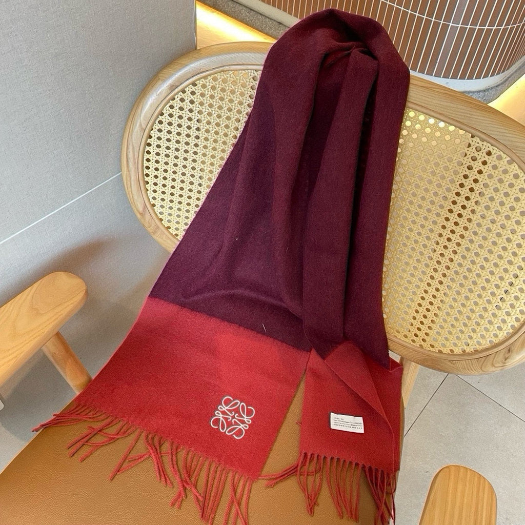 LOEWE SCARF 180 CM IN CHERRY RED MIX JAM RED WOOL AND CASHMERE  415203