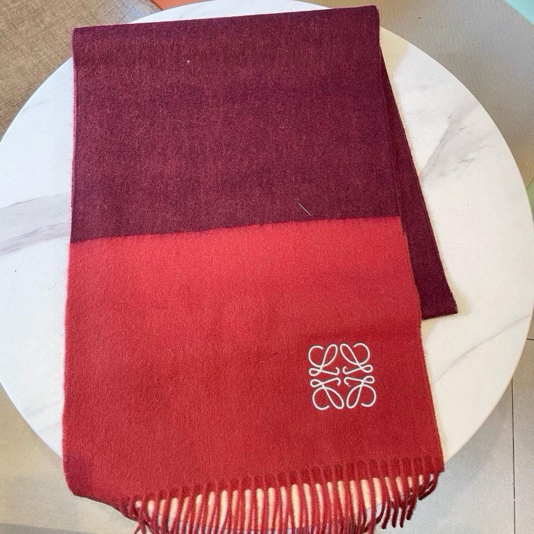 LOEWE SCARF 180 CM IN CHERRY RED MIX JAM RED WOOL AND CASHMERE  415203