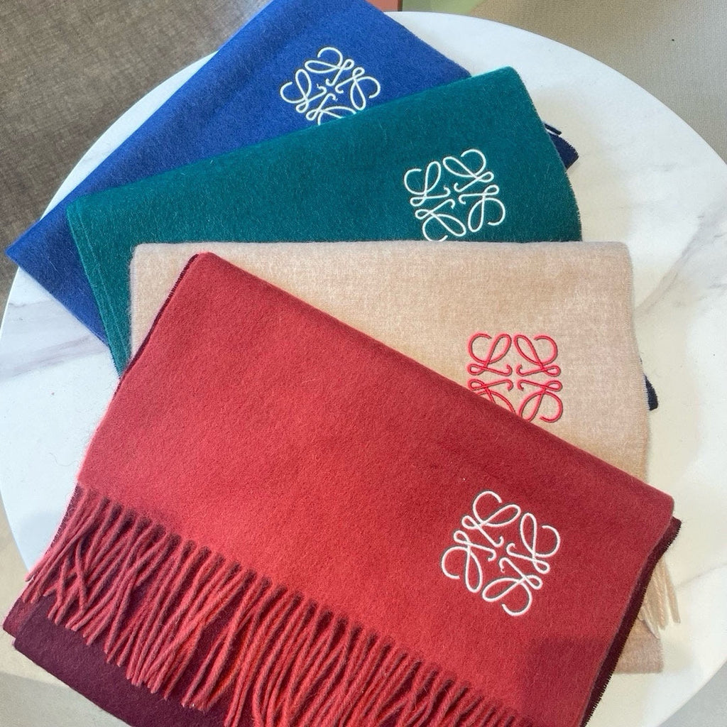 LOEWE SCARF 180 CM IN CHERRY RED MIX JAM RED WOOL AND CASHMERE  415203