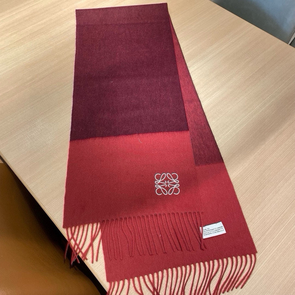 LOEWE SCARF 180 CM IN CHERRY RED MIX JAM RED WOOL AND CASHMERE  415203