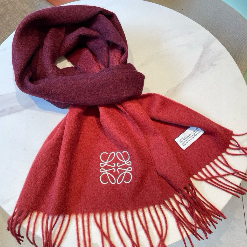 LOEWE SCARF 180 CM IN CHERRY RED MIX JAM RED WOOL AND CASHMERE  415203
