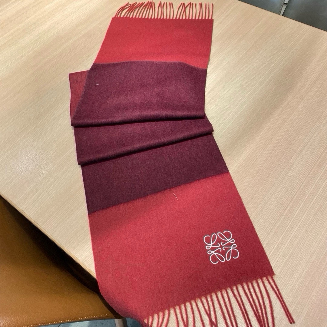 LOEWE SCARF 180 CM IN CHERRY RED MIX JAM RED WOOL AND CASHMERE  415203