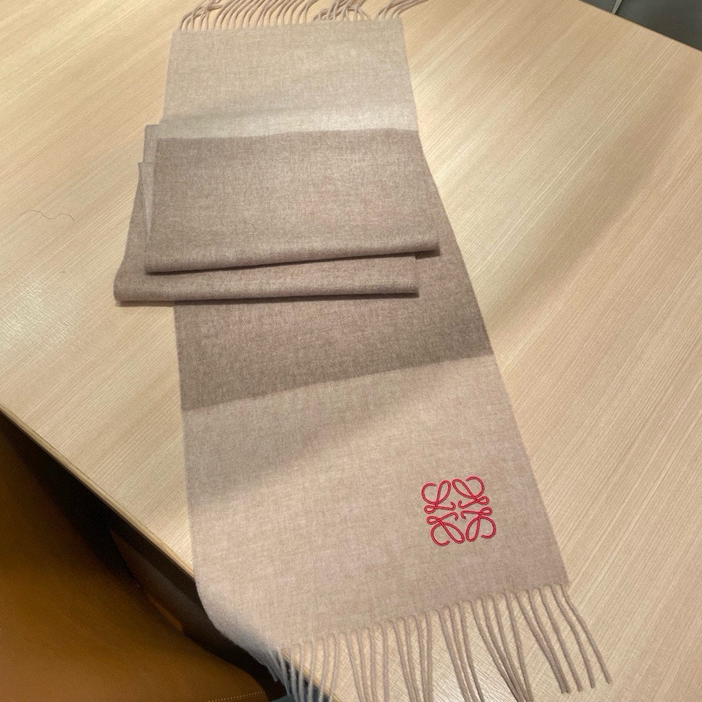 LOEWE SCARF 180 CM IN LIGHT BROWN WOOL AND CASHMERE  415205