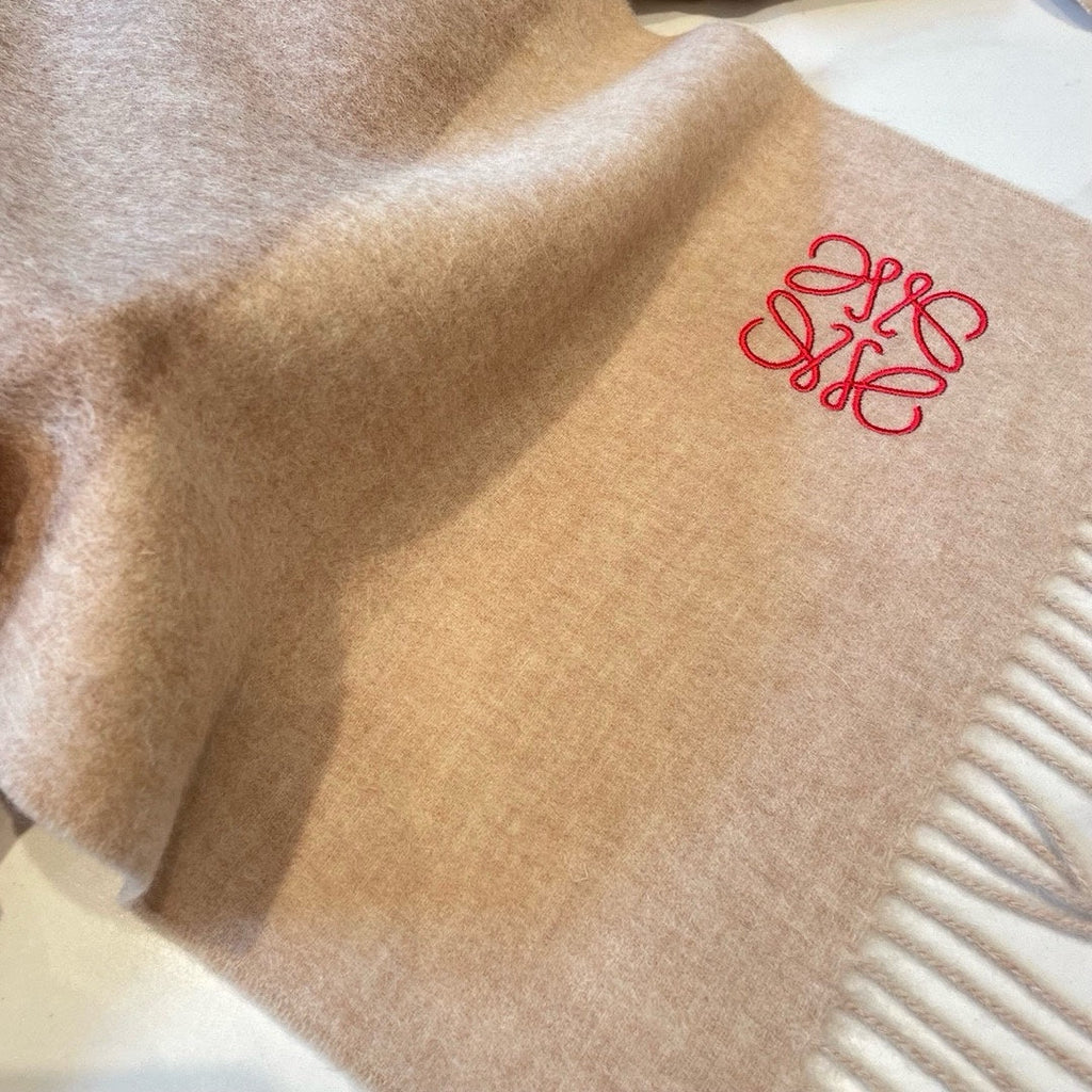 LOEWE SCARF 180 CM IN LIGHT BROWN WOOL AND CASHMERE  415205