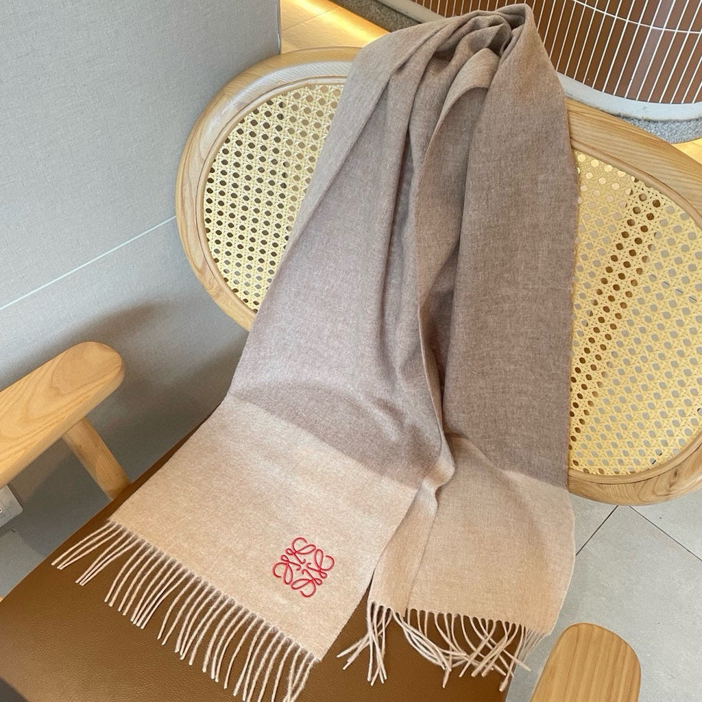LOEWE SCARF 180 CM IN LIGHT BROWN WOOL AND CASHMERE  415205