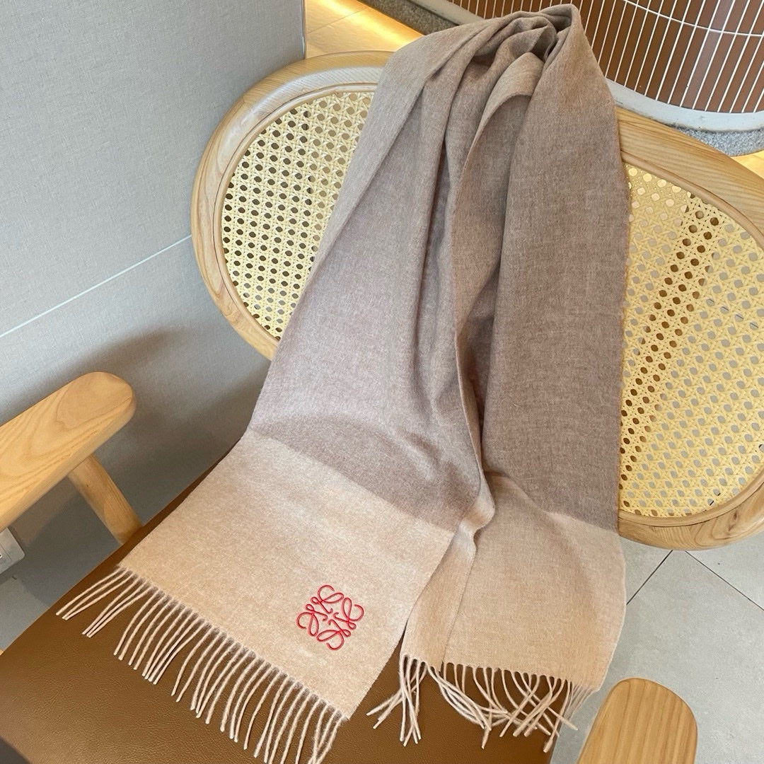 LOEWE SCARF 180 CM IN LIGHT BROWN WOOL AND CASHMERE  415205