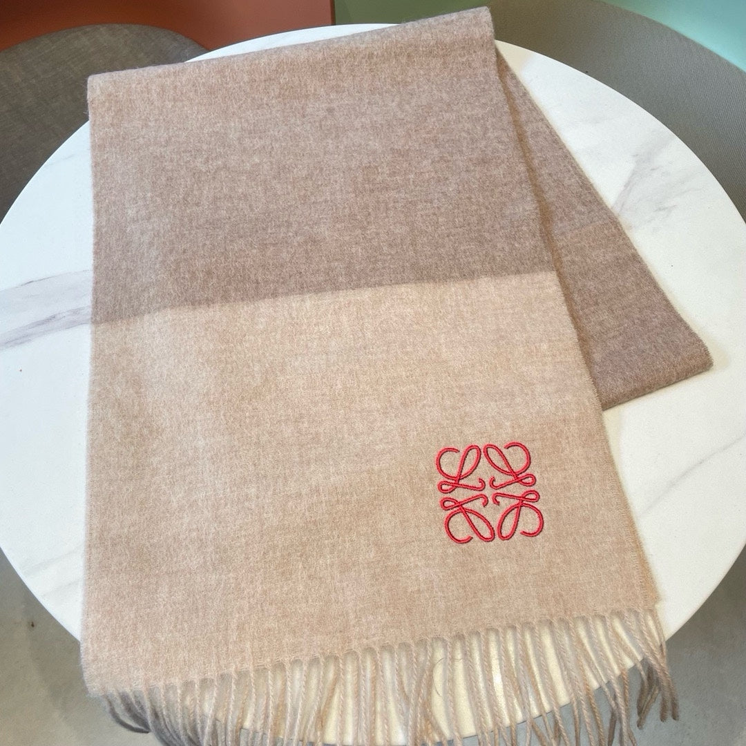 LOEWE SCARF 180 CM IN LIGHT BROWN WOOL AND CASHMERE  415205