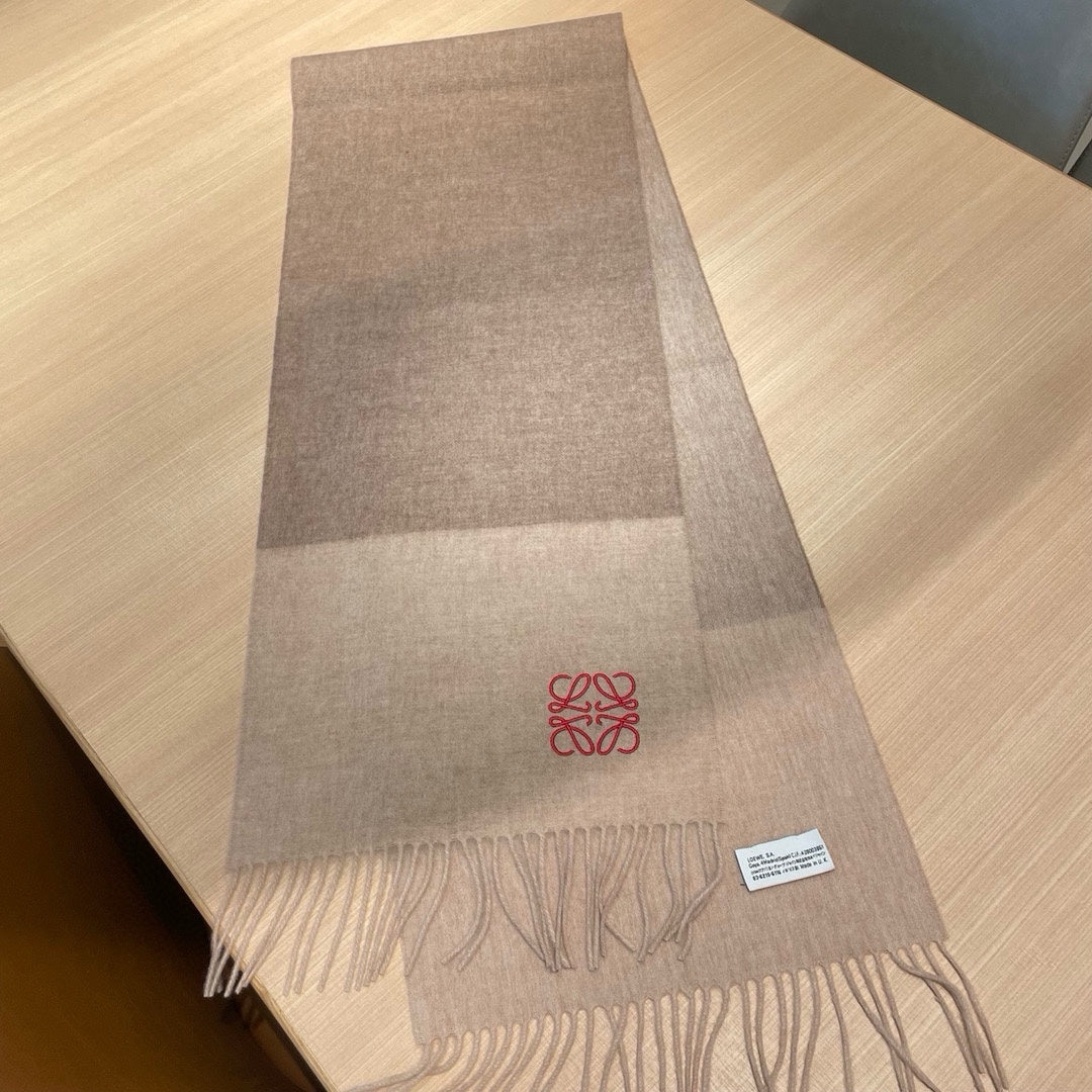 LOEWE SCARF 180 CM IN LIGHT BROWN WOOL AND CASHMERE  415205
