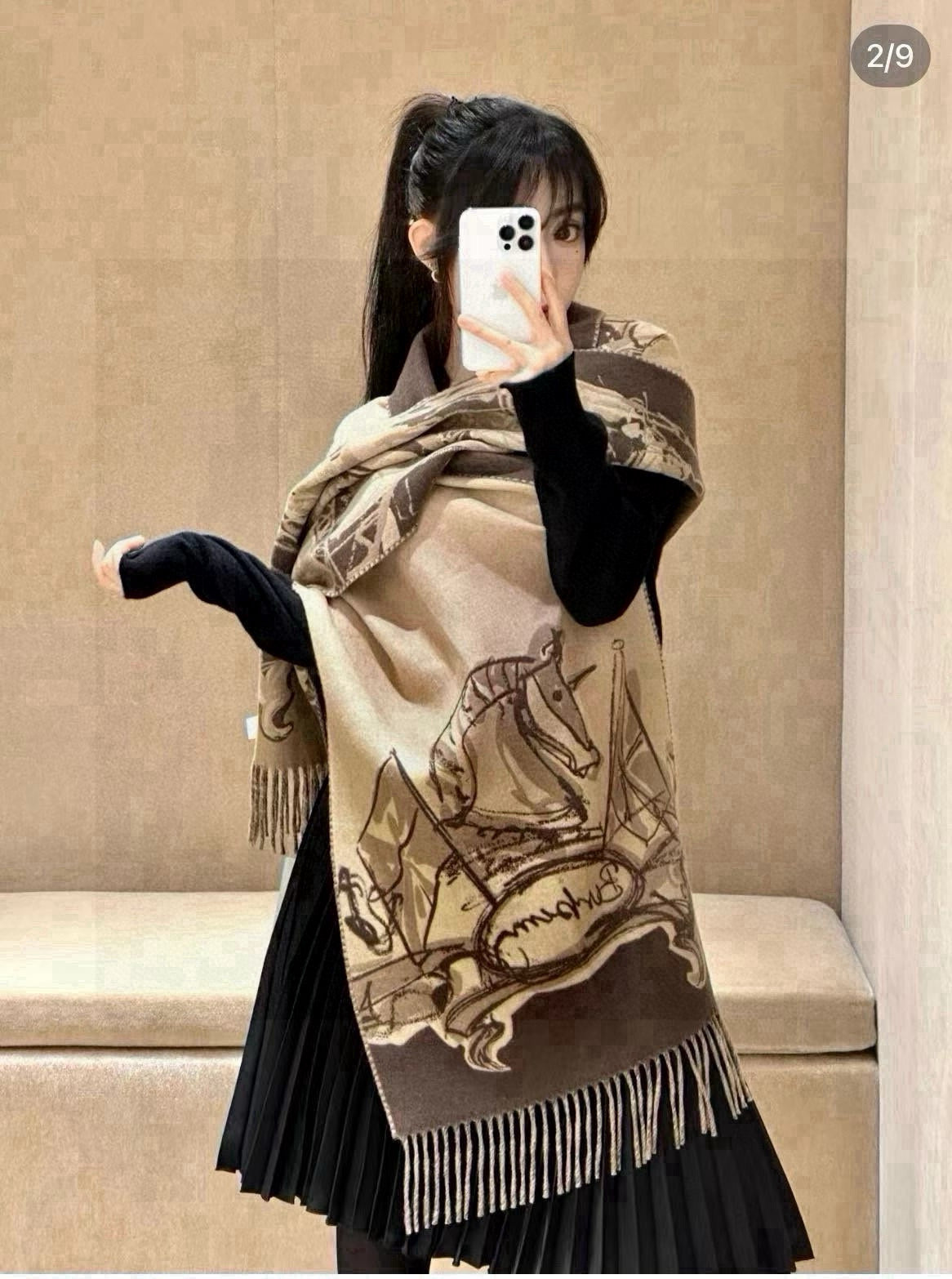 BURBERRY BBR SCARF 210 CM IN CASHMERE 537299
