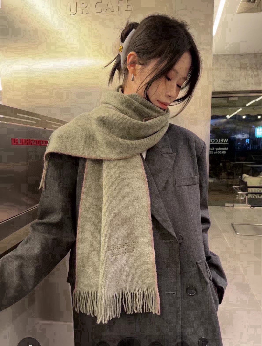 BURBERRY BBR SCARF 180 CM IN CASHMERE 489738