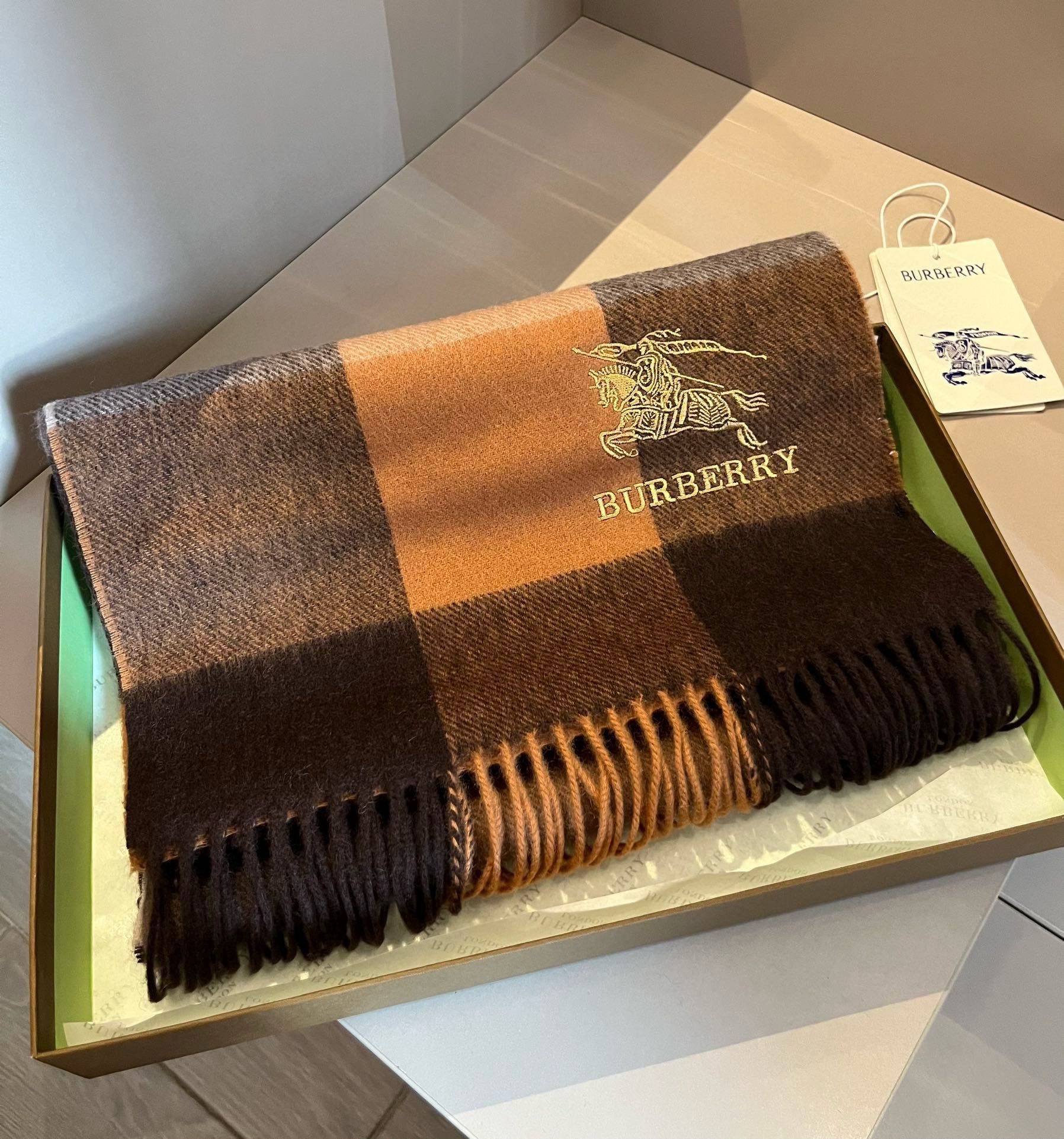 BURBERRY BBR SCARF 180 CM IN CASHMERE 489746