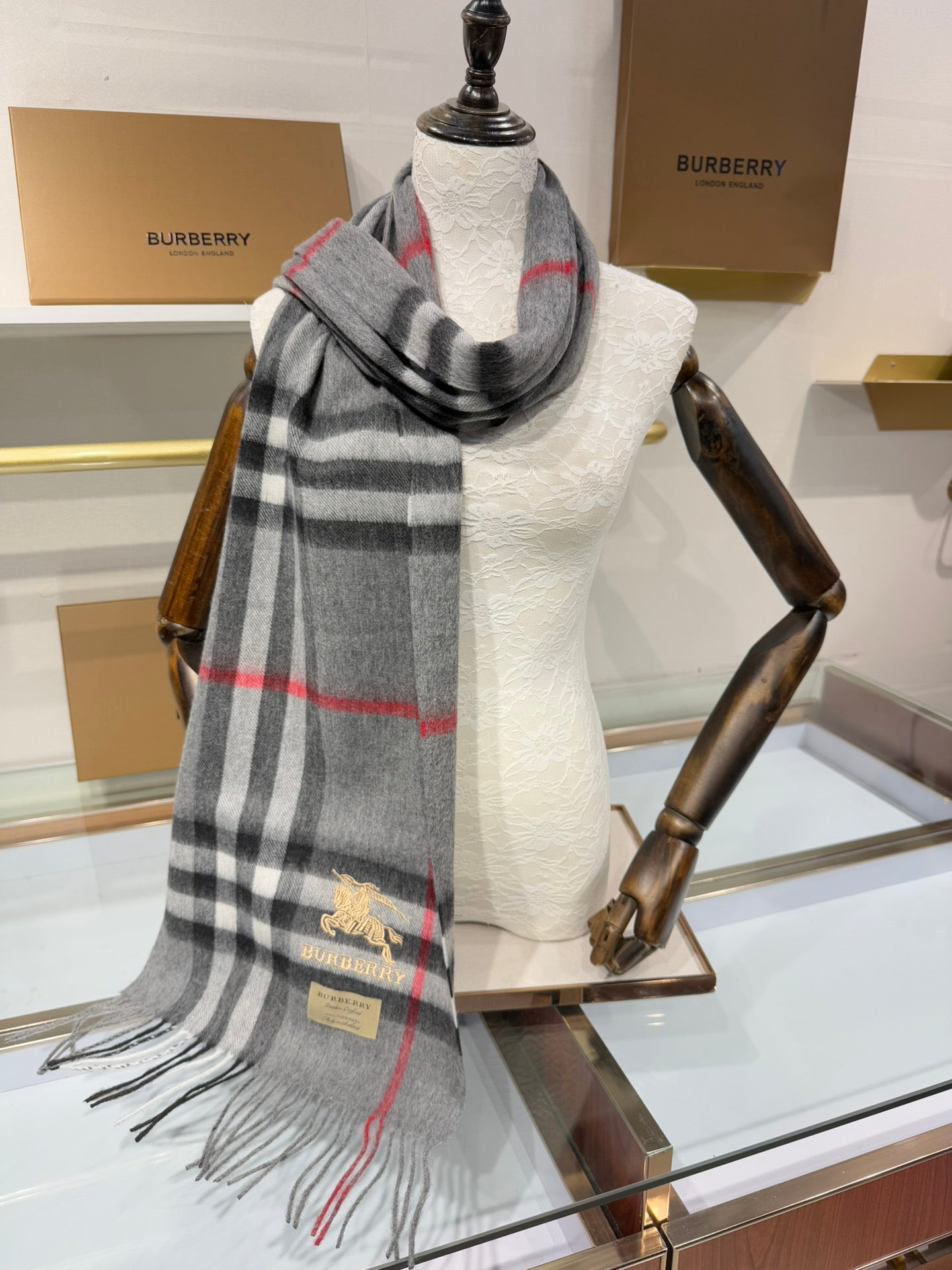 BURBERRY BBR SCARF 180 CM IN CASHMERE 732174