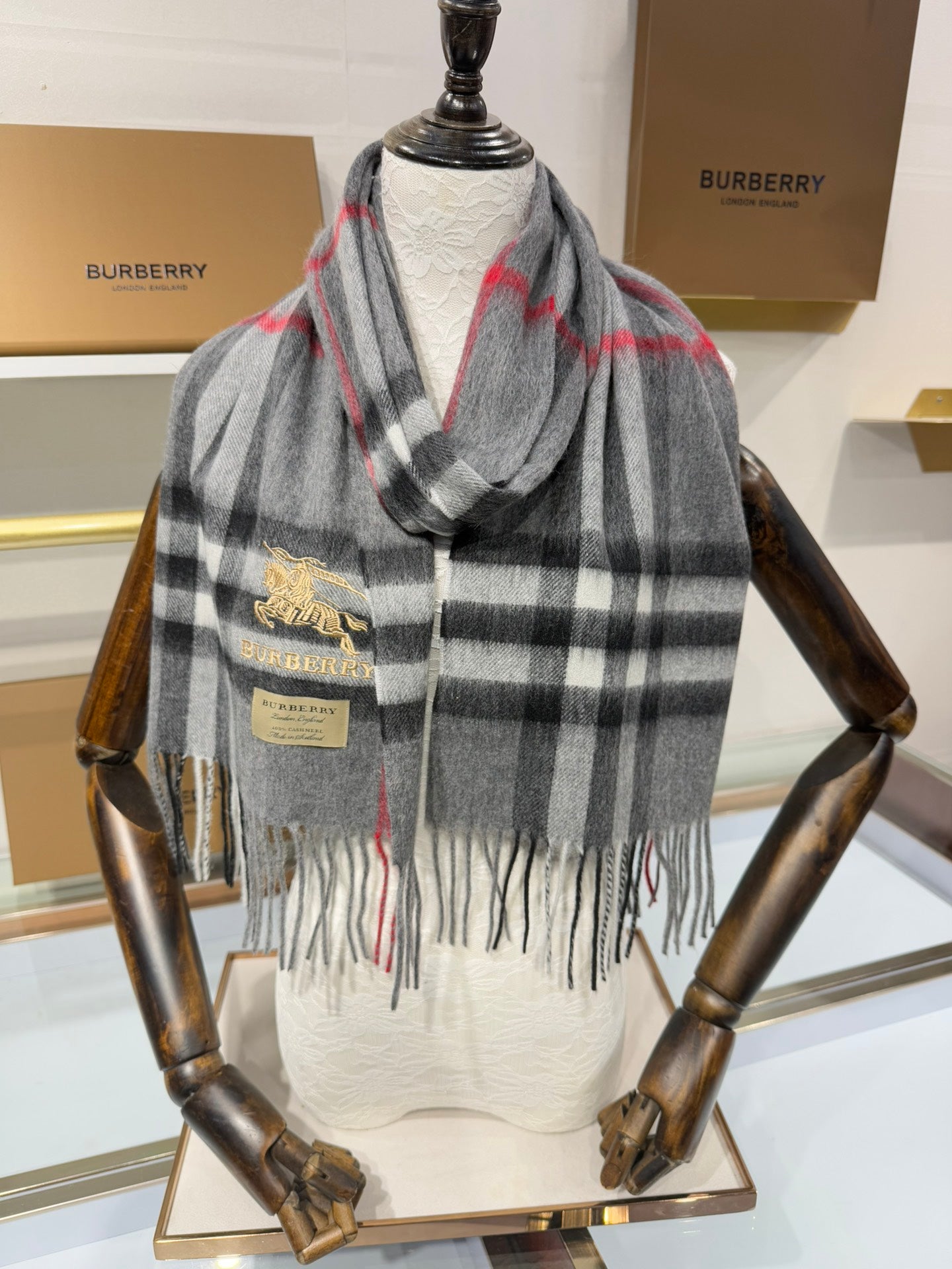 BURBERRY BBR SCARF 180 CM IN CASHMERE 732174