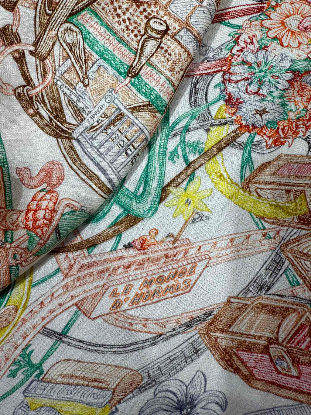 HERMES HERMES 25S SCARF 136 IN SILK CASERE 989708