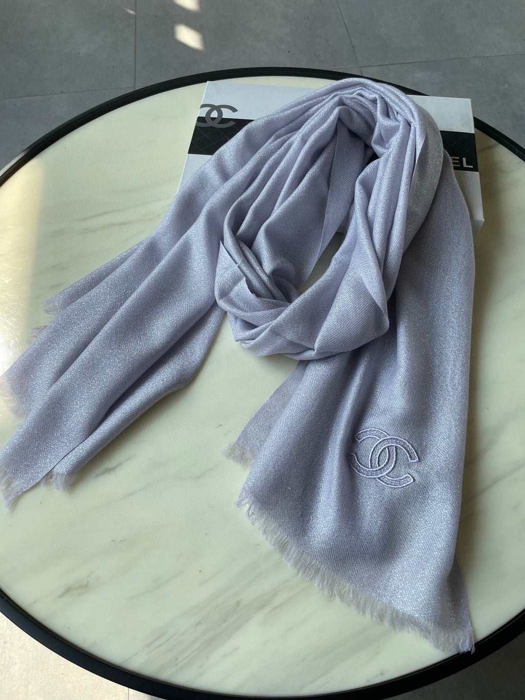 CHANEL SCARF 210 CM IN PASTEL PURPLE CASHMERE  402209