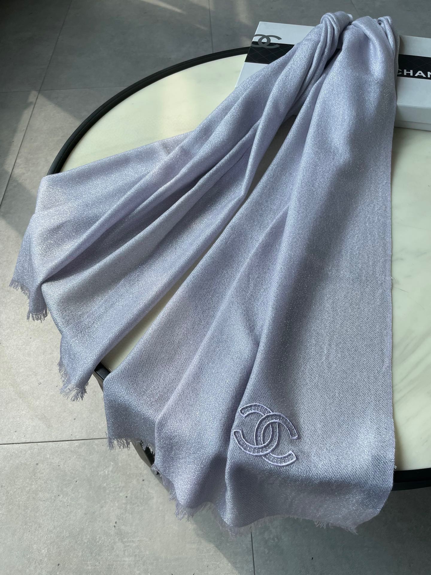 CHANEL SCARF 210 CM IN PASTEL PURPLE CASHMERE  402209