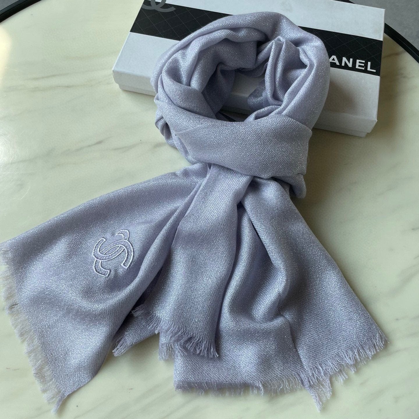 CHANEL SCARF 210 CM IN PASTEL PURPLE CASHMERE  402209