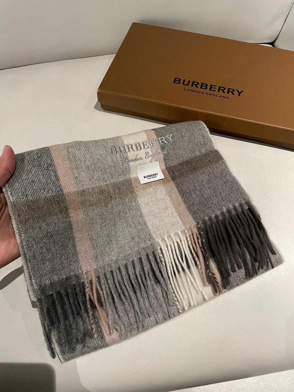 BURBERRY SCARF 180 CM IN GRAPHITE GRAY CASHMERE 408783