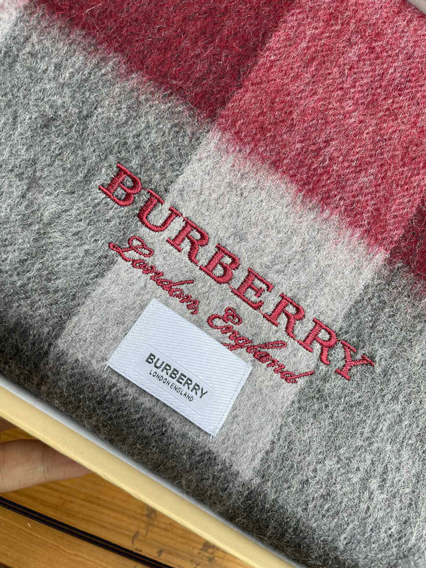 BURBERRY SCARF 180 CM IN GARNET RED MIX BLACK CASHMERE 410319