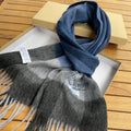 BURBERRY SCARF 180 CM IN DARK GRAY MIX NAVY BLUE CASHMERE 410320
